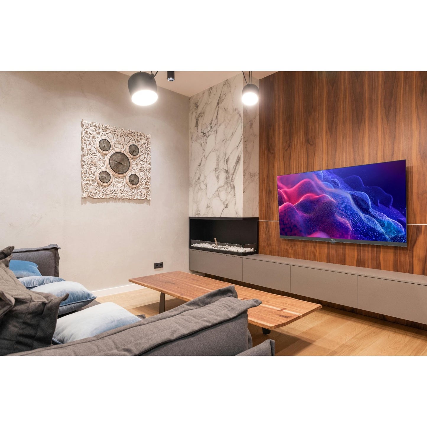 شاشة تلفزيون هاير LED مقاس 43 بوصة بدقة FHD مع ريسيفر داخلي - H43K70EF